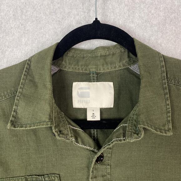 G-Star Raw Mens L Powel 3D Shirt in Green Long Sleeve Button Up - Picture 2 of 9